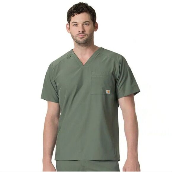 SOLD!! CARHARTT Men's Force Liberty Twill Chest Pocket Scrub Top - Medium - Picture 1 of 9